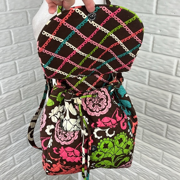 VERA BRADLEY Backpack Tote Convertible Lola Paisley Floral Removable Straps - Picture 9 of 17